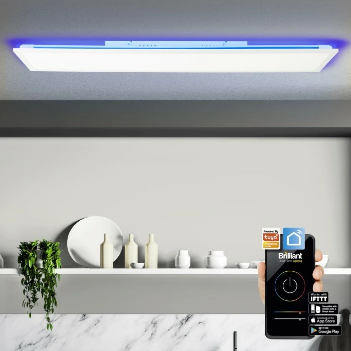 Brilliant Leuchten Brilliant Ellery Deckenleuchte LED Weiß, 1-flammig, Fernbedienung, Farbwechsler 1 Brilliant Leuchten Brilliant Ellery Deckenleuchte LED Weiß, 1-flammig, Fernbedienung, Farbwechsler