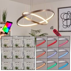 Hofstein Canisteo Pendelleuchte LED Silber, 2-flammig, Fernbedienung, Farbwechsler