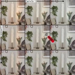 Hofstein Gamsen Stehleuchte LED Nickel-Matt, 3-flammig, Fernbedienung, Farbwechsler -Smart Home Innenleuchten Verkäufe gamsen stehleuchte h3562765 2