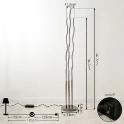 Hofstein Gamsen Stehleuchte LED Nickel-Matt, 3-flammig, Fernbedienung, Farbwechsler -Smart Home Innenleuchten Verkäufe gamsen stehleuchte h3562765 3