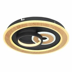 Globo CHESSY Deckenleuchte LED Schwarz, Weiß, Holzoptik, 1-flammig, Fernbedienung -Smart Home Innenleuchten Verkäufe globo chessy deckenleuchte 48551 40sh 4