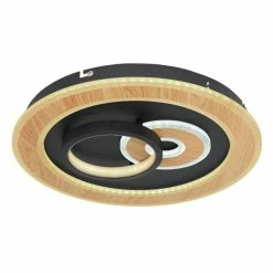 Globo CHESSY Deckenleuchte LED Schwarz, Weiß, Holzoptik, 1-flammig, Fernbedienung -Smart Home Innenleuchten Verkäufe globo chessy deckenleuchte 48551 40sh 6