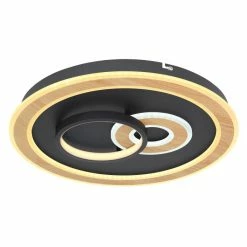 Globo CHESSY Deckenleuchte LED Schwarz, Weiß, Holzoptik, 1-flammig, Fernbedienung -Smart Home Innenleuchten Verkäufe globo chessy deckenleuchte 48551 50sh 3