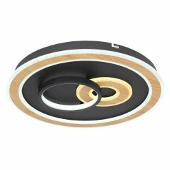 Globo CHESSY Deckenleuchte LED Schwarz, Weiß, Holzoptik, 1-flammig, Fernbedienung -Smart Home Innenleuchten Verkäufe globo chessy deckenleuchte 48551 50sh 4