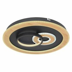 Globo CHESSY Deckenleuchte LED Schwarz, Weiß, Holzoptik, 1-flammig, Fernbedienung -Smart Home Innenleuchten Verkäufe globo chessy deckenleuchte 48551 50sh 5