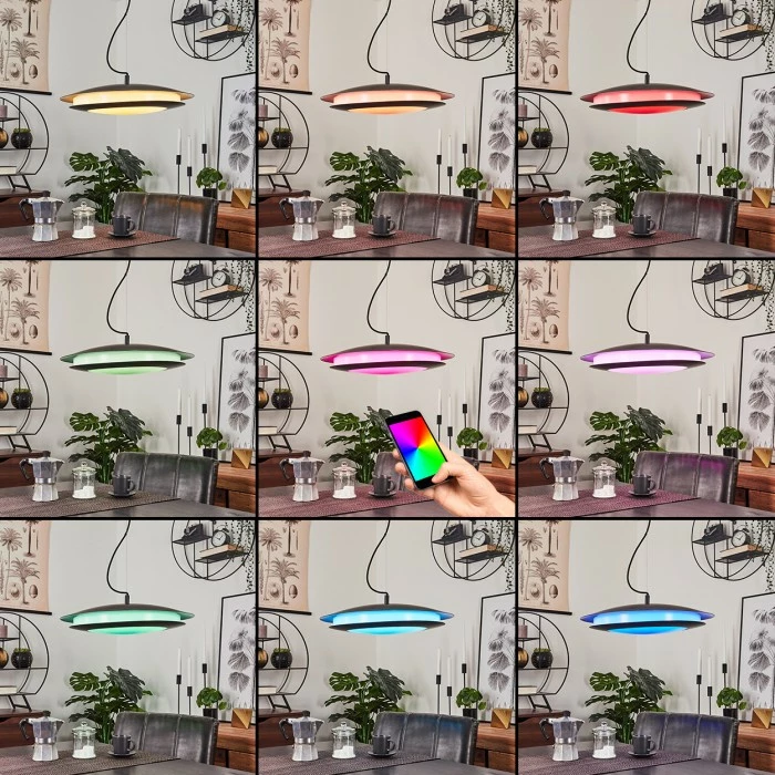 Hofstein Ittingen Hängeleuchte LED Schwarz, 1-flammig, Farbwechsler 2 Hofstein Ittingen Hängeleuchte LED Schwarz, 1-flammig, Farbwechsler – Bild 2