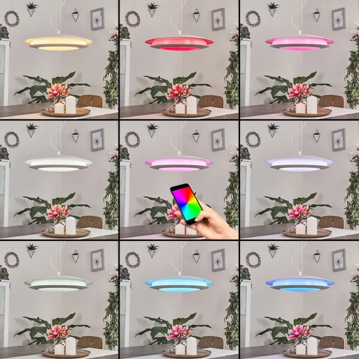 Hofstein Ittingen Hängeleuchte LED Weiß, 1-flammig, Farbwechsler 2 Hofstein Ittingen Hängeleuchte LED Weiß, 1-flammig, Farbwechsler – Bild 2