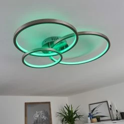 Hofstein Moemoto Deckenleuchte LED Nickel-Matt, 1-flammig, Fernbedienung -Smart Home Innenleuchten Verkäufe moemoto deckenleuchte h3384817 11