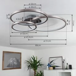 Hofstein Moemoto Deckenleuchte LED Nickel-Matt, 1-flammig, Fernbedienung -Smart Home Innenleuchten Verkäufe moemoto deckenleuchte h3384817 3