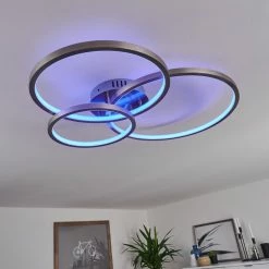 Hofstein Moemoto Deckenleuchte LED Nickel-Matt, 1-flammig, Fernbedienung -Smart Home Innenleuchten Verkäufe moemoto deckenleuchte h3384817 8