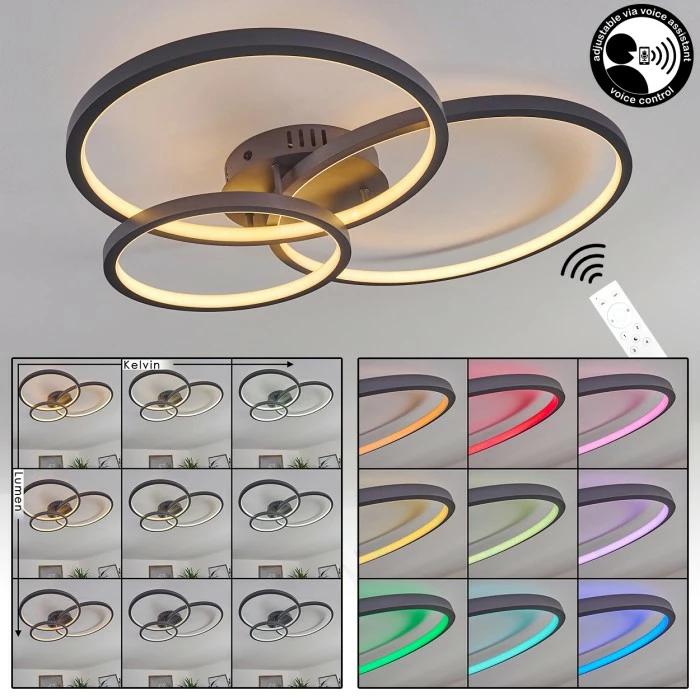 Hofstein Moemoto Deckenleuchte LED Anthrazit, 1-flammig, Fernbedienung 1 Hofstein Moemoto Deckenleuchte LED Anthrazit, 1-flammig, Fernbedienung