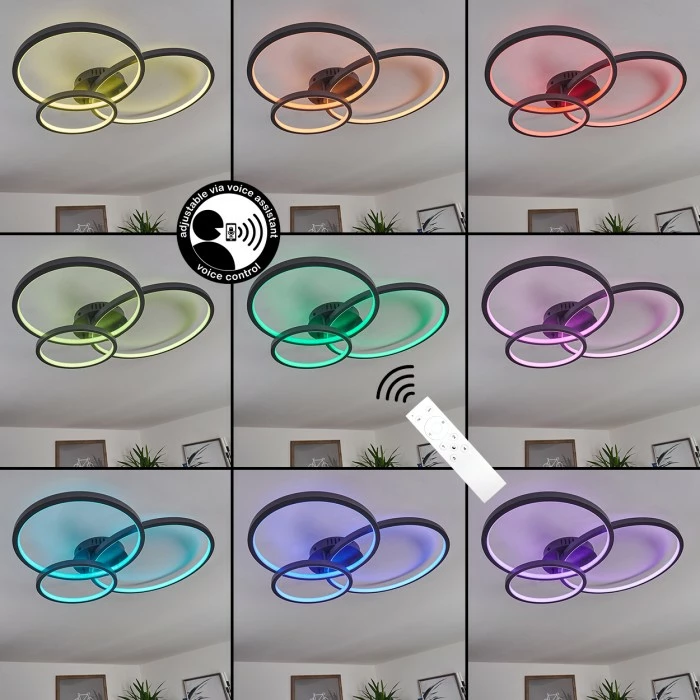 Hofstein Moemoto Deckenleuchte LED Anthrazit, 1-flammig, Fernbedienung 2 Hofstein Moemoto Deckenleuchte LED Anthrazit, 1-flammig, Fernbedienung – Bild 2