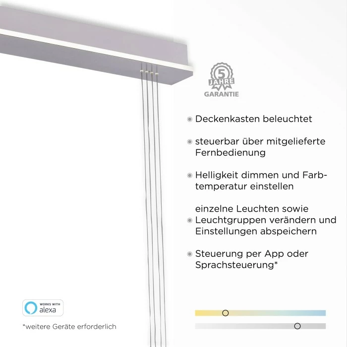 Paul Neuhaus Q-Serie Paul Neuhaus Q-ETIENNE Pendelleuchte LED Stahl gebürstet, 3-flammig, Fernbedienung 3 Paul Neuhaus Q-Serie Paul Neuhaus Q-ETIENNE Pendelleuchte LED Stahl gebürstet, 3-flammig, Fernbedienung – Bild 3