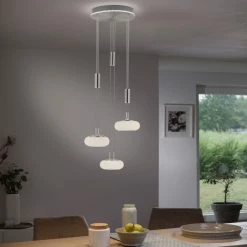 Paul Neuhaus Q-Serie Paul Neuhaus Q-ETIENNE Pendelleuchte LED Stahl gebürstet, 4-flammig, Fernbedienung