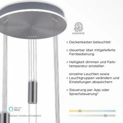 Paul Neuhaus Q-Serie Paul Neuhaus Q-ETIENNE Pendelleuchte LED Stahl gebürstet, 4-flammig, Fernbedienung -Smart Home Innenleuchten Verkäufe paul neuhaus q etienne pendelleuchte 2078 55 2