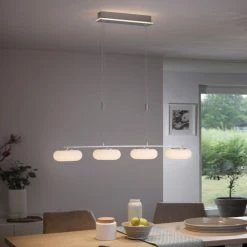 Paul Neuhaus Q-Serie Paul Neuhaus Q-ETIENNE Pendelleuchte LED Stahl gebürstet, 5-flammig, Fernbedienung