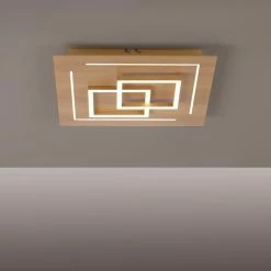 Paul Neuhaus Q-Serie Paul Neuhaus Q-LINEA Deckenleuchte LED Holz hell, 4-flammig, Fernbedienung -Smart Home Innenleuchten Verkäufe paul neuhaus q linea deckenleuchte 8180 79 8