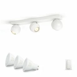 Philips Leuchten Philips Hue Ambiance White Buckram Deckenspot Basis-Set Weiß, 3-flammig, Fernbedienung