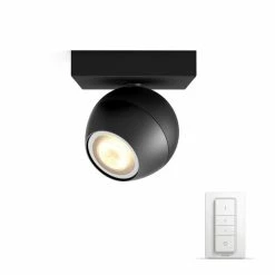 Philips Leuchten Philips Hue Ambiance White Buckram Deckenspot Basis-Set Schwarz, 1-flammig, Fernbedienung