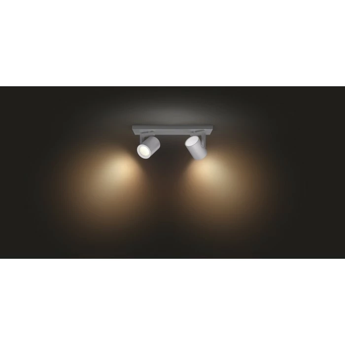Philips Leuchten Philips Hue Ambiance White & Color Argenta Wand-/Deckenspot Erweiterung Silber, 2-flammig, Farbwechsler 2 Philips Leuchten Philips Hue Ambiance White & Color Argenta Wand-/Deckenspot Erweiterung Silber, 2-flammig, Farbwechsler – Bild 2
