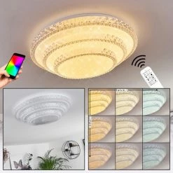 Hofstein Roseto Deckenleuchte LED Weiß, Transparent, Klar, 1-flammig, Fernbedienung