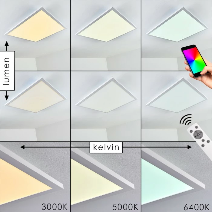 Hofstein Salmi Deckenpanel LED Weiß, 1-flammig, Fernbedienung, Farbwechsler 7 Hofstein Salmi Deckenpanel LED Weiß, 1-flammig, Fernbedienung, Farbwechsler – Bild 7