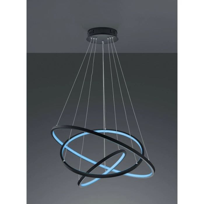 Trio Leuchten Aaron Pendelleuchte LED Anthrazit, 1-flammig, Fernbedienung, Farbwechsler 4 Trio Leuchten Aaron Pendelleuchte LED Anthrazit, 1-flammig, Fernbedienung, Farbwechsler – Bild 4