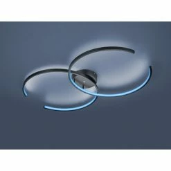 Trio Leuchten WIZ CITIZEN Deckenleuchte LED Schwarz, 2-flammig, Fernbedienung, Farbwechsler -Smart Home Innenleuchten Verkäufe trio leuchten wiz citizen deckenleuchte 651110232 7